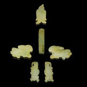 Conjunto de seis adornos de jade amarillo, dinastía Zhou occidental