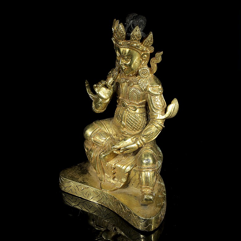 Gilded bronze guardian, China, 20th century
