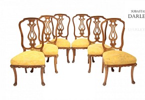 six chairs with cotton damasc.