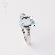 Ring in 18k white gold with  2.18cts Aquamarine  and diamonds - 4