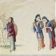 Four paintings on rice paper, Canton, late 19th century - early 20th century