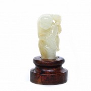 White jade human figure with base, China, Qing Dynasty (1644-1912)