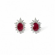 Short earrings with rubies and diamonds.