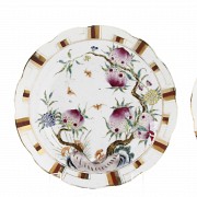 A famille rose pair of dishes, China, 20th century
