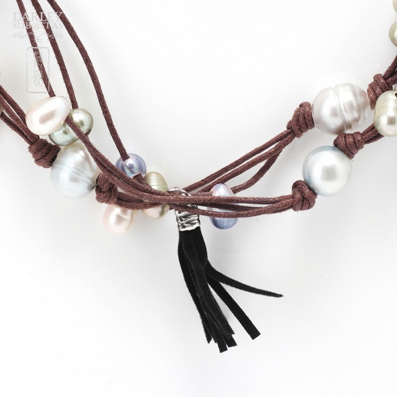 Knots necklace with beads and fringes - 2