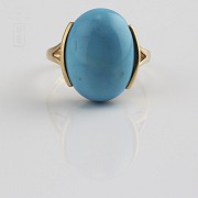 Turquoise set in 18k yellow gold. - 2
