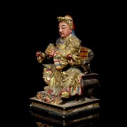 Guerrero de madera lacada, dinastía Qing, S.XIX