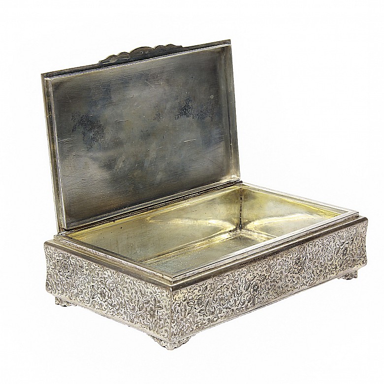 Caja-joyero de metal bañado, s.XX