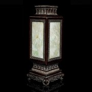 Jadeite and wood standing lantern, Qing dynasty