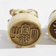 Dos sellos ovales de marfil chino - 4