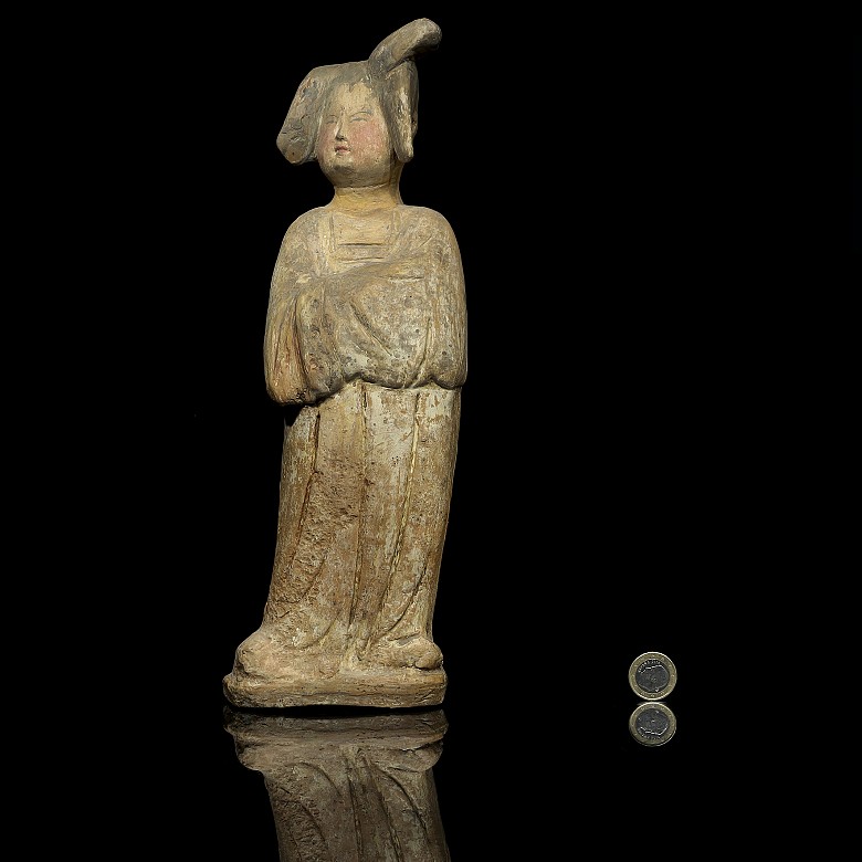 Chinese polychrome ceramic Lady, Tang dynasty (618 - 906)