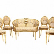 Canapé and four Louis XVI style chairs