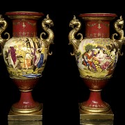 Pair of Austrian porcelain vases, Royal Vienna, 19th century