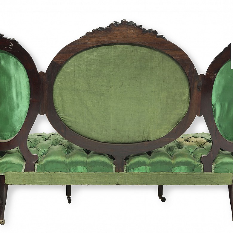 Elizabethan armchair with green upholstery, 19th century - 6