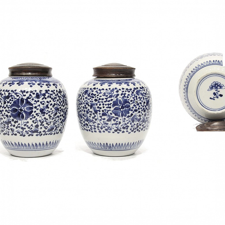 Pareja de vasijas en porcelana china, s.XIX