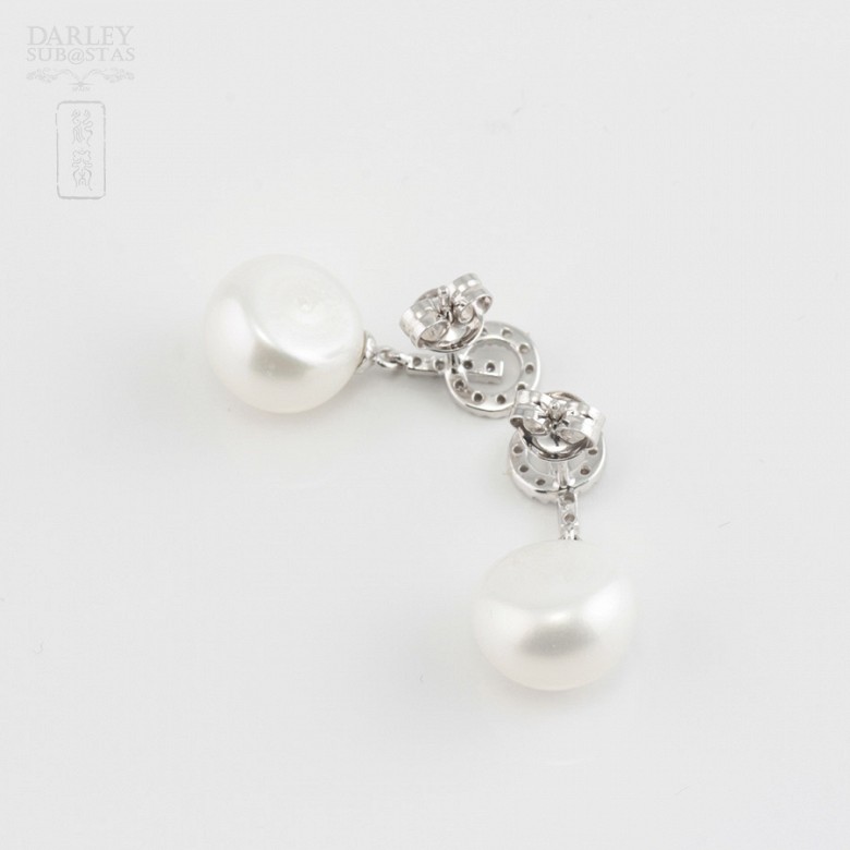 Bonitos pendientes perla y diamantes - 3