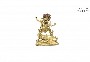 A Gilt-bronze representation of a standing Mahakala deity, 18th-19th century.