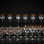 Set of enamelled glass goblets, 20th century