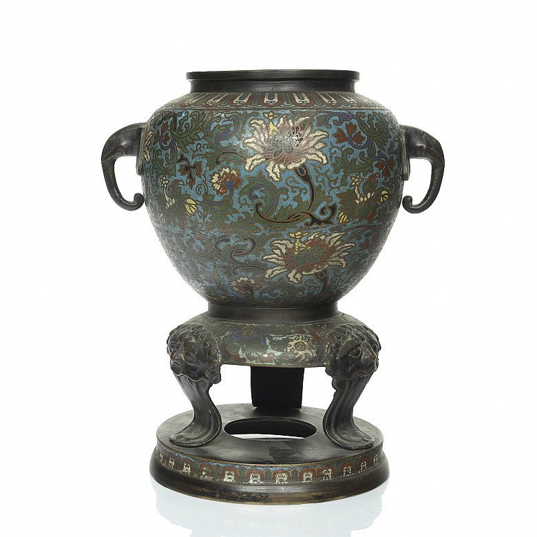 Enamelled bronze cloisonné vase, 20th century