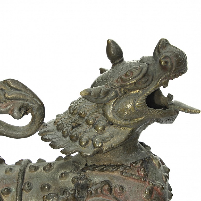 León guardián de bronce, Nepal, S.XIX - 7