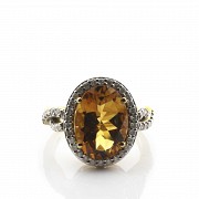 18k yellow gold ring with citrine and diamonds - 1