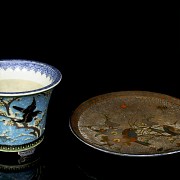 Japanese flowerpot and dish, 20th century
