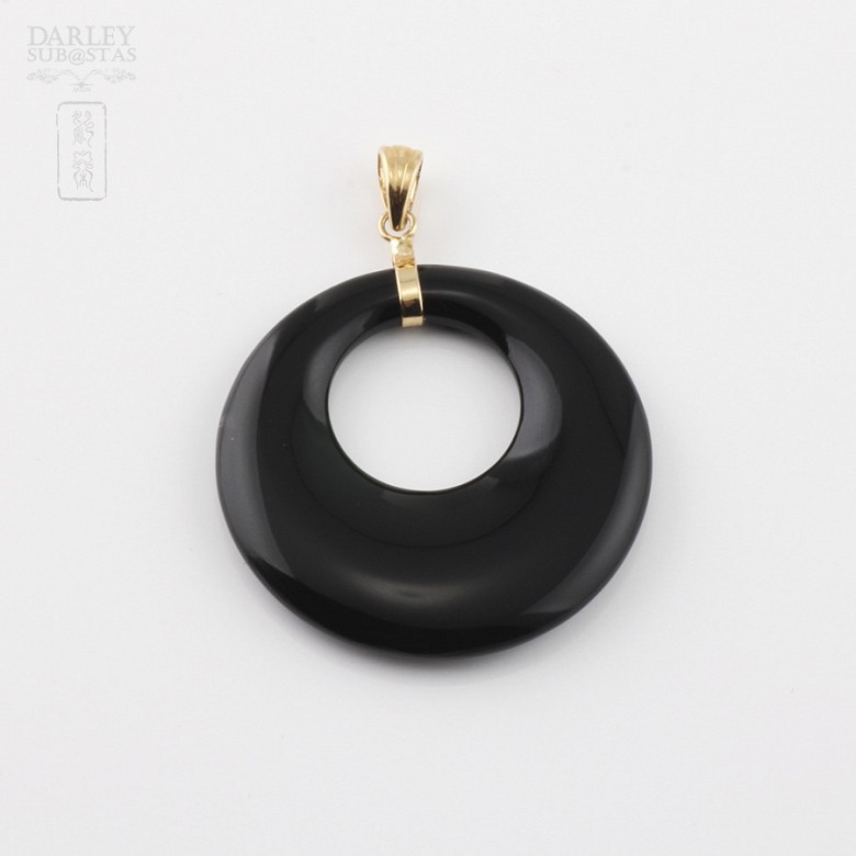 Natural onyx pendant in 18k yellow gold - 3