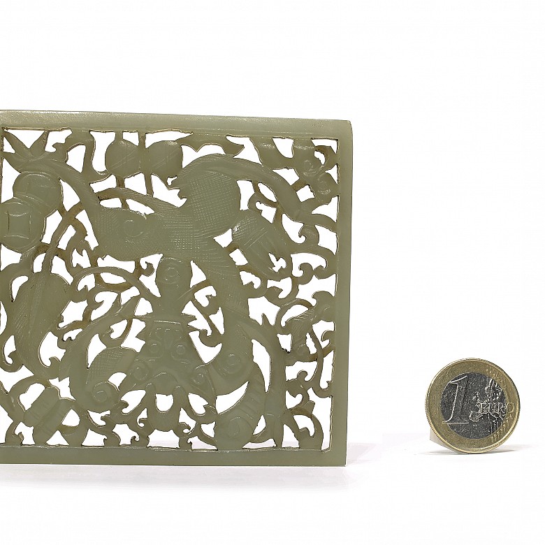 Celadon jade decorative plaque, Qing dynasty. - 8