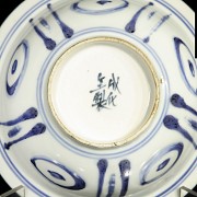 Pair of plates, blue and white, with landscapes, 20th century - 6