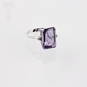 Ring with Amethyst  6.12cts and diamantesen 18k White Gold - 2