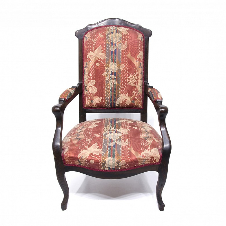Armchair, Elizabethan style, in stained wood, 20th century