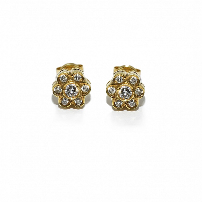 Earrings in 18k yellow gold and brilliant.