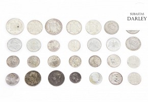 Lot of German, Spanish and French coins.