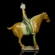 Sancai-glazed terracotta figure 'Lady on Horseback', Tang dynasty (618 - 906)