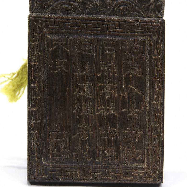 Carved wooden plaque, 19th century