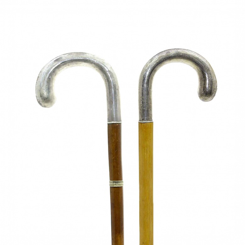 Pair of canes with silver handle