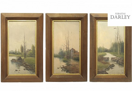 R. Molas (S.XIX) Conjunto de tres paisajes