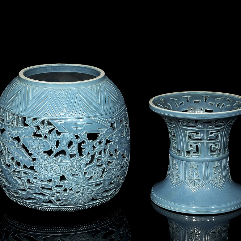 Glazed porcelain lamp, 20th century