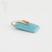 18k gold pendant and natural turquoise - 2