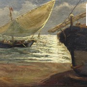 Salvador Abril y blasco (1862-1924) “Barcos en la playa”