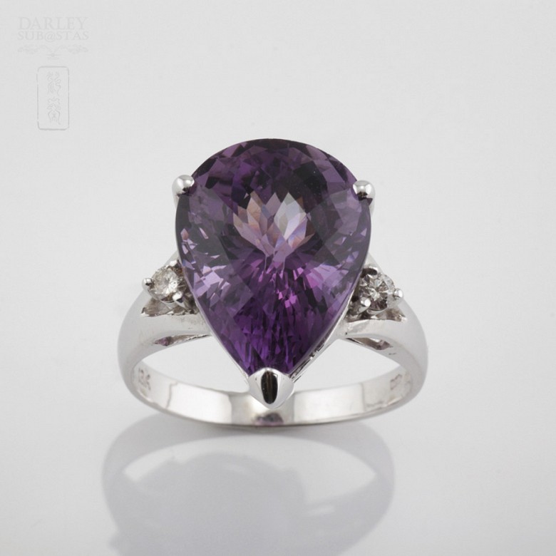 Fantastic ring with Amethyst and Diamond - 6