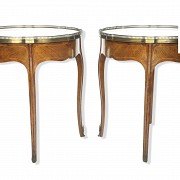 Pair of French style gueridon tables, 20th century