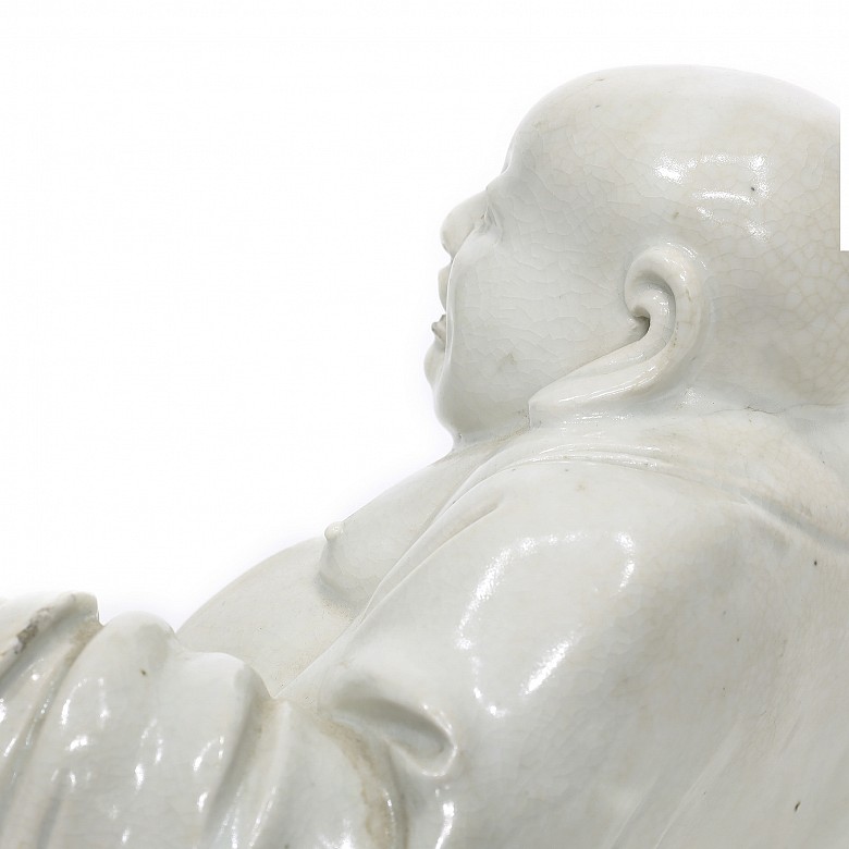 Glazed biscuit porcelain Buddha, 20th century