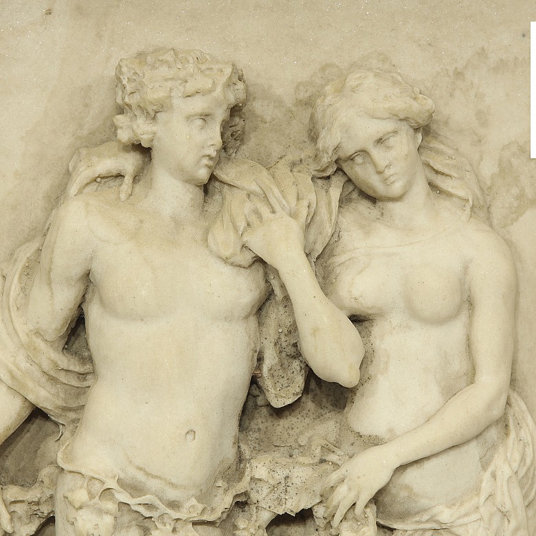 Carved alabaster relief, Professor Giuseppe Lazzerini, Carrara, 1869 - 2