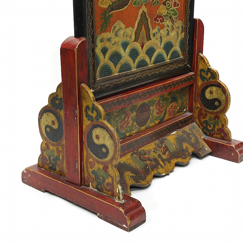 Panel de madera policromada, Tibet, s.XX