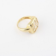 天然珍珠质配18K黄金戒指 - 1