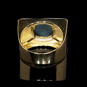 Turquoise and mother-of-pearl ring in 18k yellow gold - 4