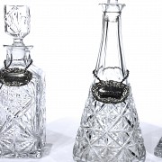 Lot of three glass decanters, mid 20th century