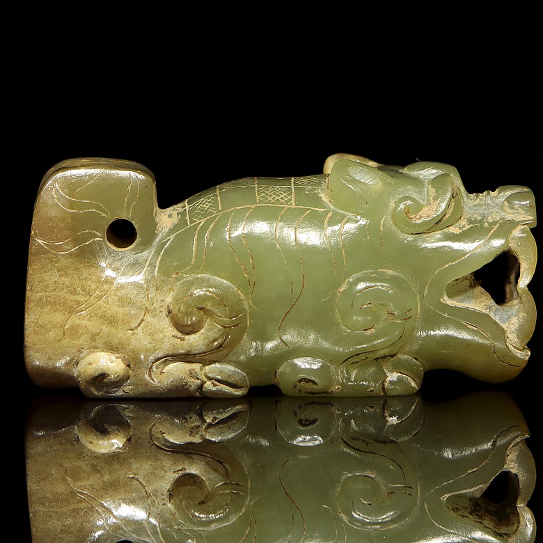 Bestia mítica de jade tallado, dinastía Zhou oriental - 3