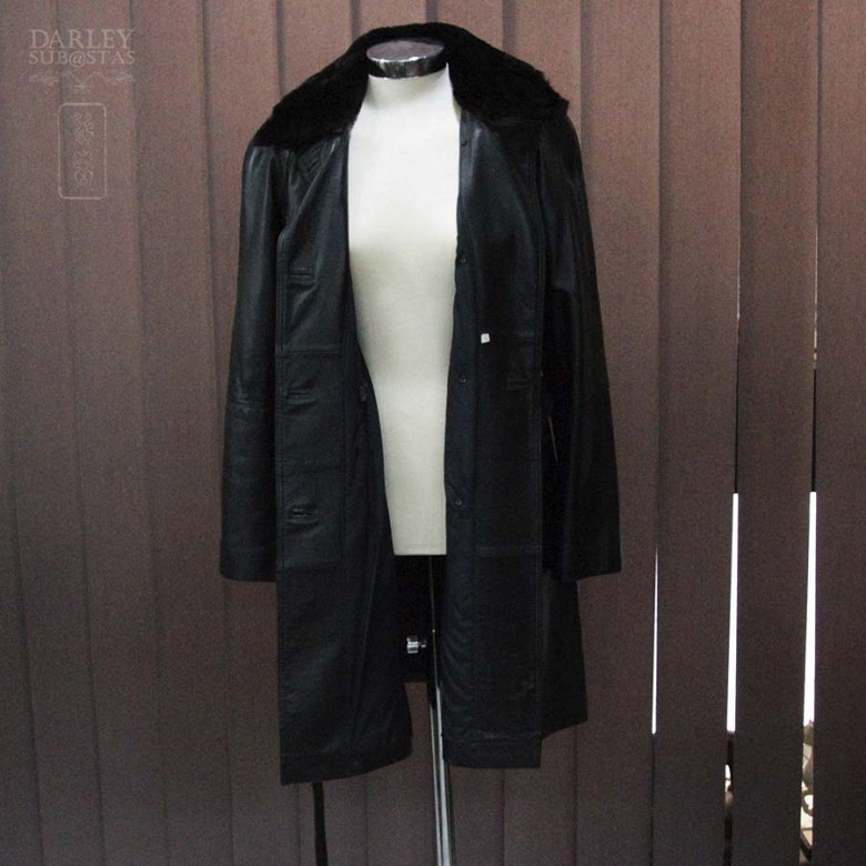 Coat three quarter nappa leather and hair collar. - 4